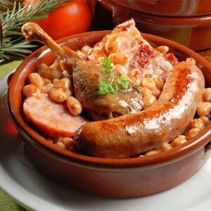 Toulouse sausage in a cassoulet