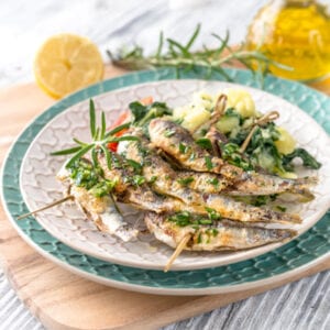 Mediterranean Wild Sardines Grilled on a plate